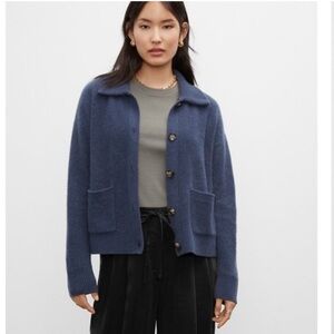 Club Monaco Boiled Cashmere Collar Cardigan in Blue